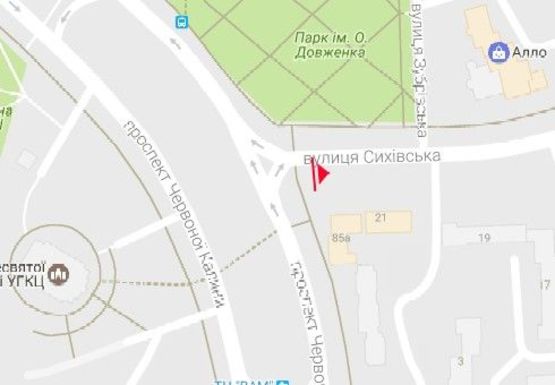 Схема рекламної площини за адресою Красной Калины пр. - Сыхивская ул.