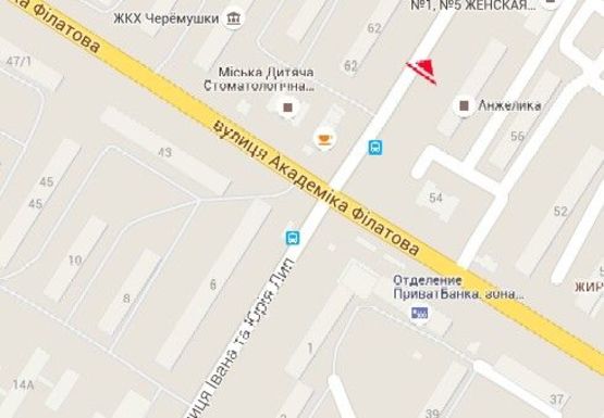 Схема рекламной плоскости по адресу Ивана и Юрия Лип ул. - Академика Филатова ул., 54