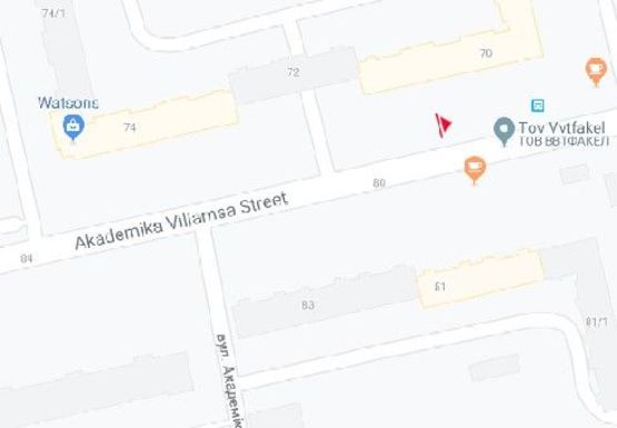 Схема рекламної площини за адресою Академика Вильямса ул., 72