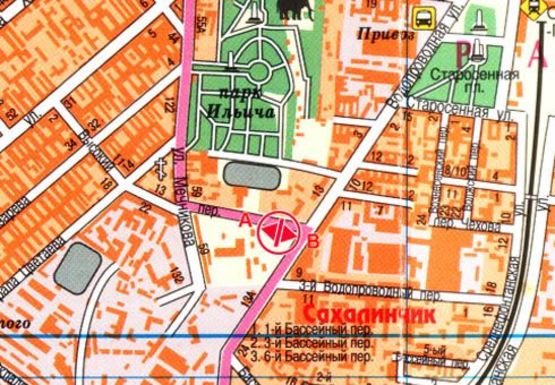 Схема рекламної площини за адресою Высокий пер. - ул. Водопроводная