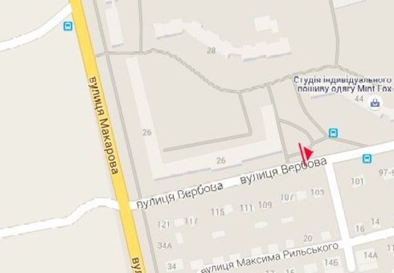 Схема рекламної площини за адресою Вербовая ул., 41