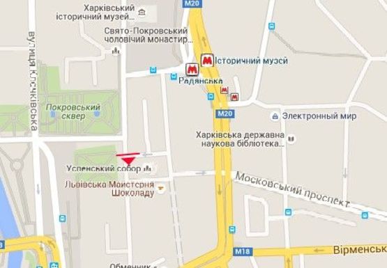 Схема рекламної площини за адресою Университетская ул. - Соборный спуск (напротив)