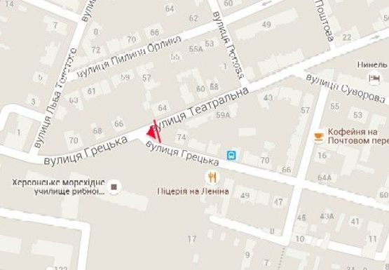Схема рекламної площини за адресою Театральная ул. - Греческая ул.