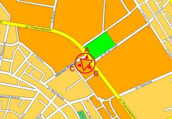 Схема рекламної площини за адресою Победы пр., 184 (маг. "Сиверский")