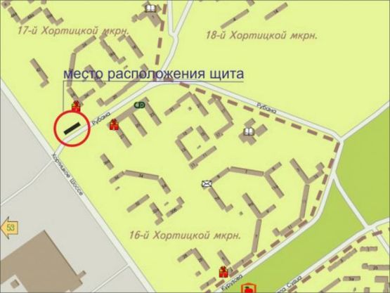 Схема рекламной плоскости по адресу Хортицкое шоссе ул. Рубана Схема рекламной плоскости по адресу Хортицкое шоссе ул. Рубана