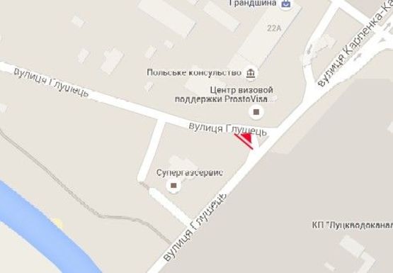 Схема рекламної площини за адресою Глушец ул., выезд к с. Рованцы