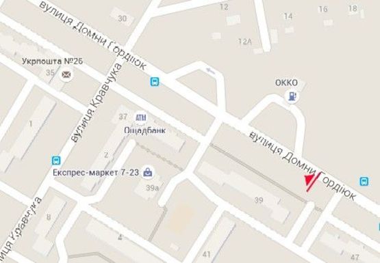 Схема рекламної площини за адресою Гордиюк ул., 45