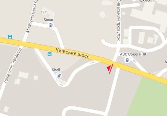 Схема рекламної площини за адресою Киевское шоссе, 1/4
