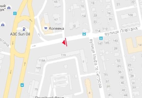 Схема рекламної площини за адресою Левитана ул., 119 - Ильфа и Петрова ул. Схема рекламної площини за адресою Левитана ул., 119 - Ильфа и Петрова ул.