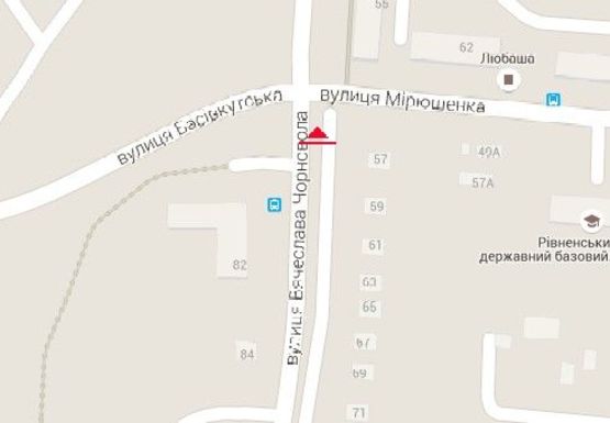 Схема рекламної площини за адресою Черновола ул. - Мирющенко ул.