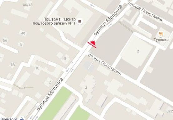 Схема рекламной плоскости по адресу Молочная ул. - Восстания пл., 2