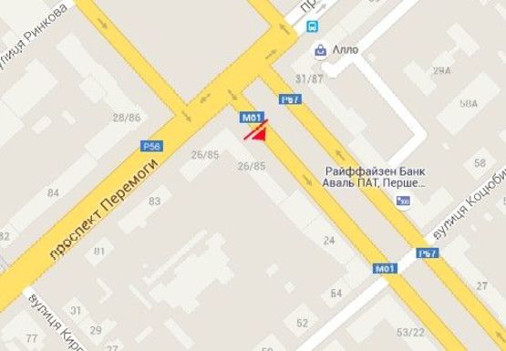 Схема рекламної площини за адресою Мира пр., магазин Ясен