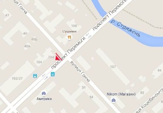 Схема рекламної площини за адресою Победы пр. - Гончая ул. Схема рекламної площини за адресою Победы пр. - Гончая ул.