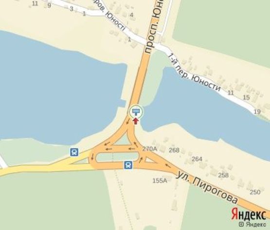 Схема рекламной плоскости по адресу Юности ул., 9 (музей Пирогова, ж/м "Вишенка" направление к ТЦ "МагиГранд" и "McDonalds") Схема рекламной плоскости по адресу Юности ул., 9 (музей Пирогова, ж/м "Вишенка" направление к ТЦ "МагиГранд" и "McDonalds")