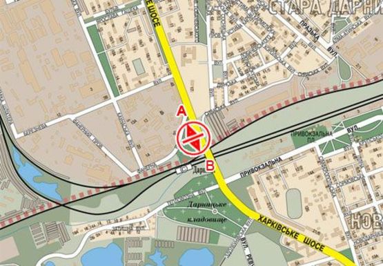 Схема рекламної площини за адресою Харьковское шоссе - Фанерная ул.