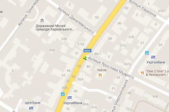 Схема рекламной плоскости по адресу Сумська вул., 84 Схема рекламной плоскости по адресу Сумська вул., 84