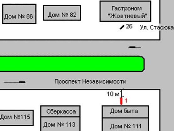 Схема рекламної площини за адресою Незалежності просп., 111 - Стасюка вул.