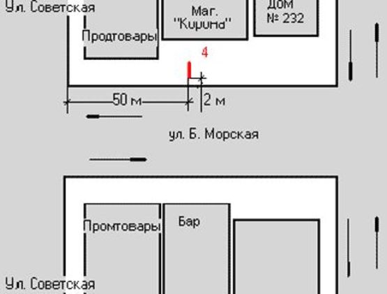Схема рекламной плоскости по адресу Велика Морська вул., 67 - Радянська (центр) вул., 4 Схема рекламной плоскости по адресу Велика Морська вул., 67 - Радянська (центр) вул., 4