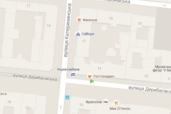 Схема рекламной плоскости по адресу Дерибасівска вул., 14 - Єкатеринінська вул. Схема рекламной плоскости по адресу Дерибасівска вул., 14 - Єкатеринінська вул.