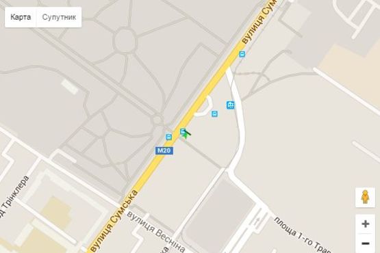 Схема рекламної площини за адресою Сумська вул., 128 (зупинка) №1