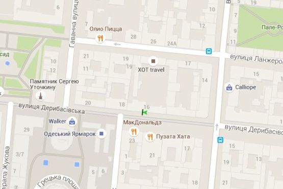 Схема рекламної площини за адресою Дерибасівска вул., 16