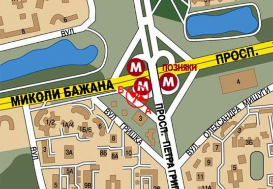 Схема рекламной плоскости по адресу Григоренко Петра пр. - Бажана пр., №3