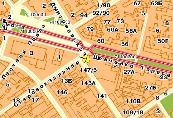 Схема рекламної площини за адресою Шевченка Тараса б-р 37-122, возле ул.Саксаганского, со стороны пл.Победы