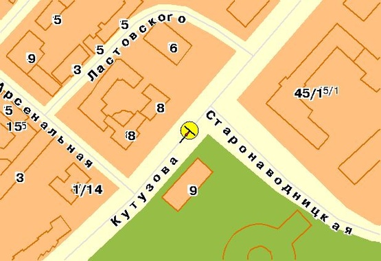 Схема рекламной плоскости по адресу Кутузова ул., на разделителе