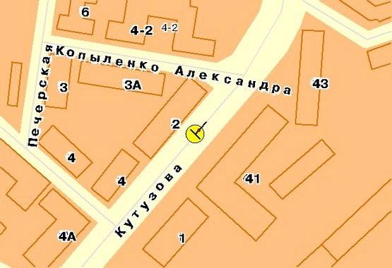 Схема рекламной плоскости по адресу Кутузова ул., на разделителе