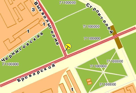 Схема рекламної площини за адресою Броварской пр-т, поворот на пр-т Освободителей, правый, из центра