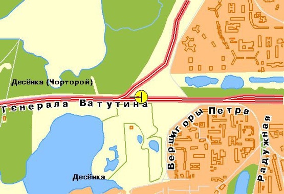 Схема рекламной плоскости по адресу Ватутина пр-т, возле ул.Бальзака, 350 м от АЗС
