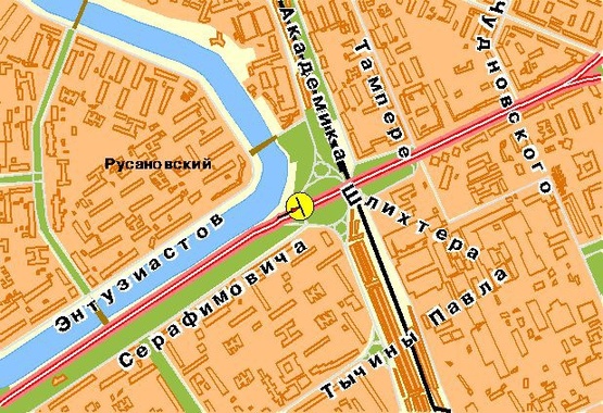 Схема рекламной плоскости по адресу Воссоединения пр-т, на разделительном треугольнике слева, из центра