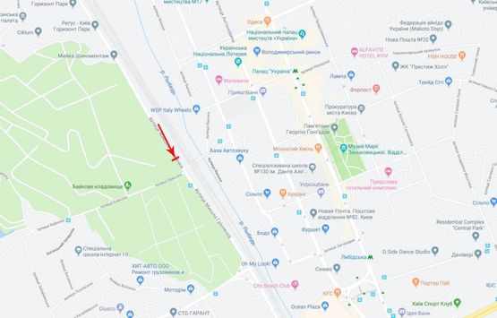 Схема рекламної площини за адресою Гринченко Н. ул., 6-й от Протасового Яра, 70 м к ул.Байковая, из центра Схема рекламної площини за адресою Гринченко Н. ул., 6-й от Протасового Яра, 70 м к ул.Байковая, из центра