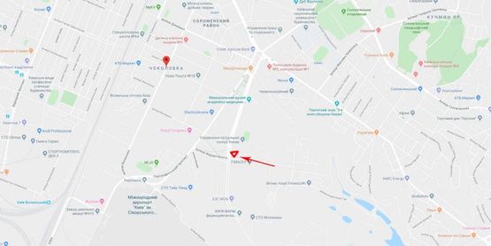 Схема рекламної площини за адресою Народного Ополчения ул., со стороны ул.Эрнста, в центр