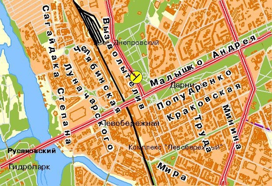 Схема рекламної площини за адресою Освободителей пр-т, развязка с бул.Перова, правый, в центр