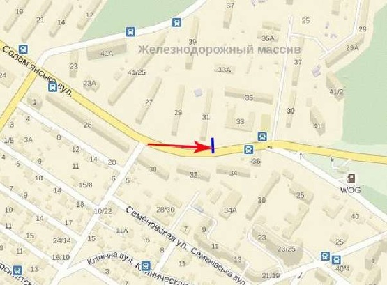 Схема рекламної площини за адресою Соломенская ул. 31, в сторону от Соломенской пл.