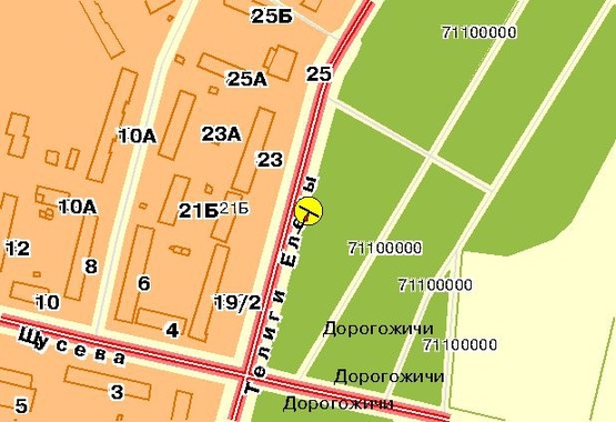 Схема рекламної площини за адресою Телиги Е. ул., возле ст.м.Дорогожичи, к ст.м.Петровка, в центр