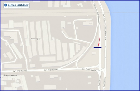 Схема рекламної площини за адресою Электриков ул.7, за железнодорожным мостом,5-й от Московского моста