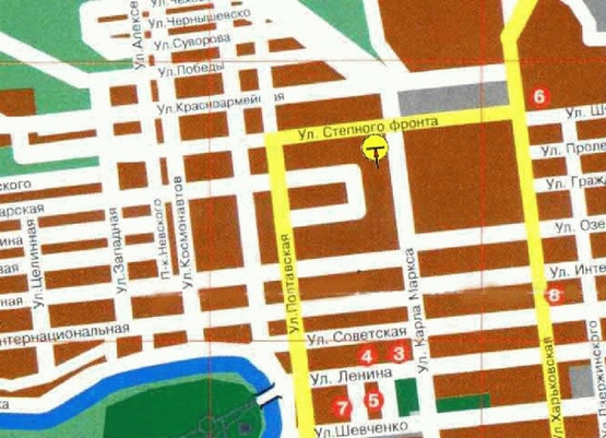 Схема рекламной плоскости по адресу Центральная ул., возле ул.Степного Фронта, "КАПИ", из центра