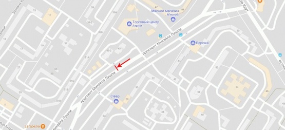 Схема рекламной плоскости по адресу Лушпы М. пр-т 43