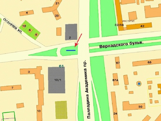 Схема рекламной плоскости по адресу Палладина Академика пр-т, возле ул.Уборевича, в сторону пр-та Победы