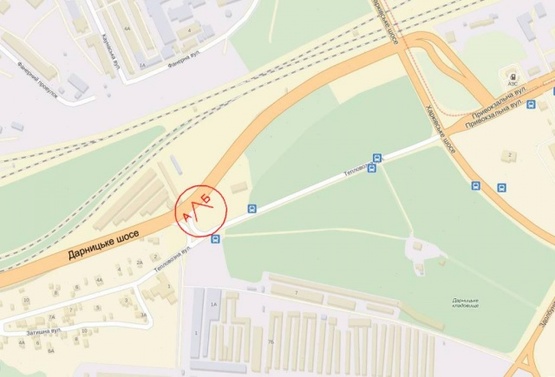 Схема рекламной плоскости по адресу Дарницьке шосе,виїзд з вул.Тепловозної