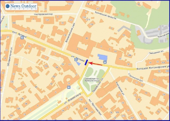 Схема рекламної площини за адресою Артема ул.   1-5 / ул. Воровського