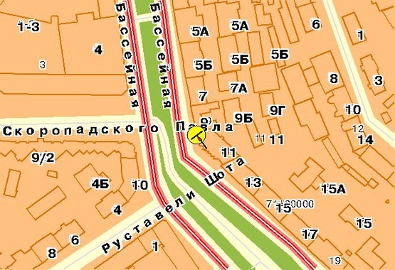 Схема рекламної площини за адресою Бассейная ул., 5-7