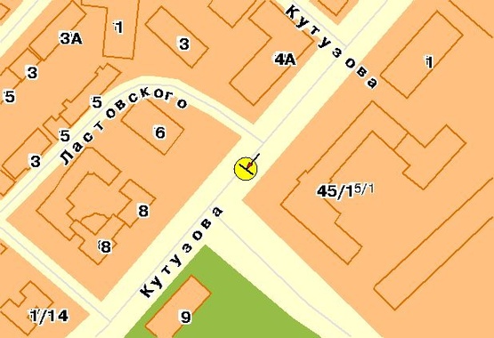 Схема рекламної площини за адресою Кутузова ул., на разделителе