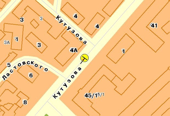 Схема рекламной плоскости по адресу Кутузова ул., на разделителе