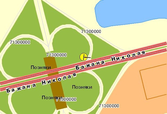 Схема рекламной плоскости по адресу Бажана пр-т, возле пр-та Григоренко, в центр, правый