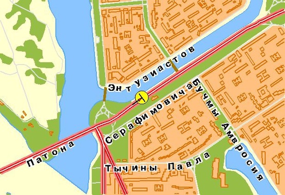 Схема рекламної площини за адресою Воссоединения пр-т, 1-й  от моста Патона, ж/м Русановка, из центра