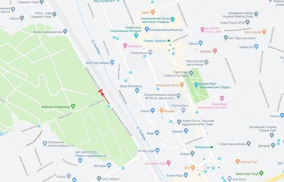 Схема рекламної площини за адресою Гринченко Н. ул., 6-й от Протасового Яра, 70 м после ул.Байковой, в центр