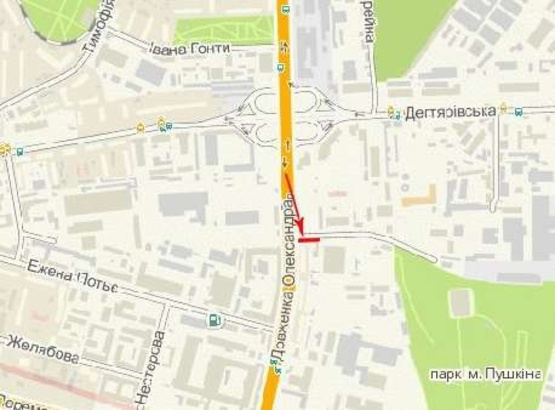 Схема рекламной плоскости по адресу Довженка ул. 12, от ст.м.Шулявка, в центр